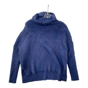 Tribal Jeans Sweater S Purple vegan Mohair Knit Turtleneck Long Sleeve fuzzy